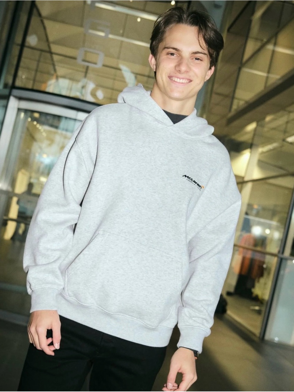 Abercrombie & Fitch Mens McLaren Formula 1 Team Oversized Hoodie Grey Size Large